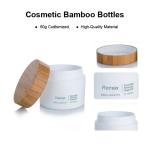 100ml White Cosmetic Bamboo Bottle Plastic Cream Jar With Bamboo Lid