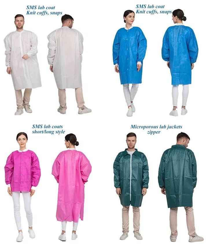 Disposable SMS Lab Coat Blue with Pockets