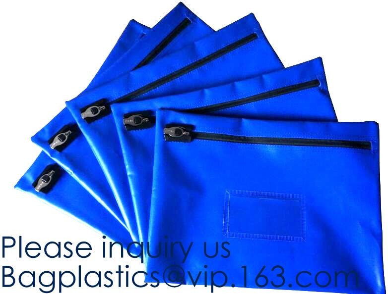 Zipper Vinyl PVC Leather Bank Deposit Bags Bank Deposit Bag With Key Ring,Locking Courier Bag 1000 Denier Nylon Combinat
