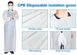 Quality Waterproof Medical Disposable Denta CPE Isolation Gown with Sleeves wholesale