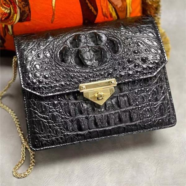 Authentic Crocodile Skin Women Flap Purse Genuine Alligator Leather Lady Small