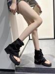 German Sole Leather Roman Sandals Solid Pattern Pull On Closure