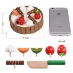 Cake 11cm Wooden Fruit Cutting Set Chopping Kids Role Play Toys