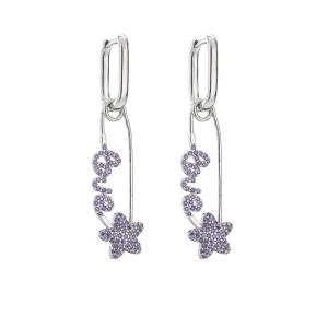 Quality 925 Sterling Silver Crystal Jewelry Hoop Earrings Zircon For Anniversary Wedding wholesale