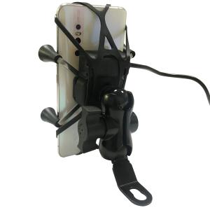 Quality 360 Rotation Iphone X Motorcycle Mount , FCC 2.5A Phone Motorcycle Holder wholesale