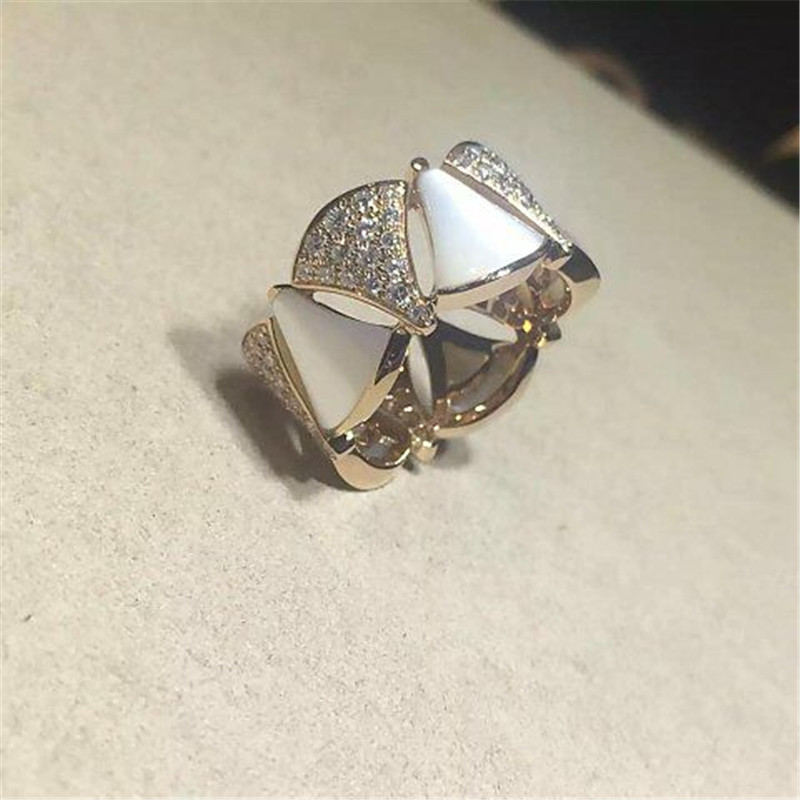 Luxury jewe factory divas' dream series ring 18k white gold yellow gold rose gold diamond fritillaria ring