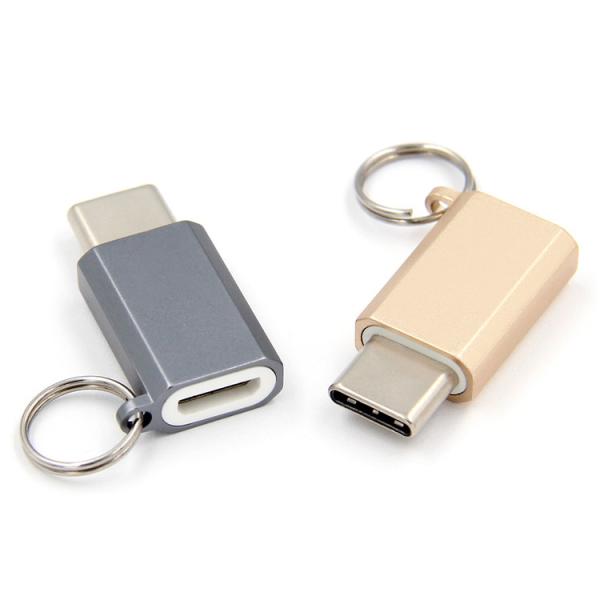 Cheap Grey Usb C To Usb Adapter , OCC Laptop Charger Type C Converter With Keychain for sale