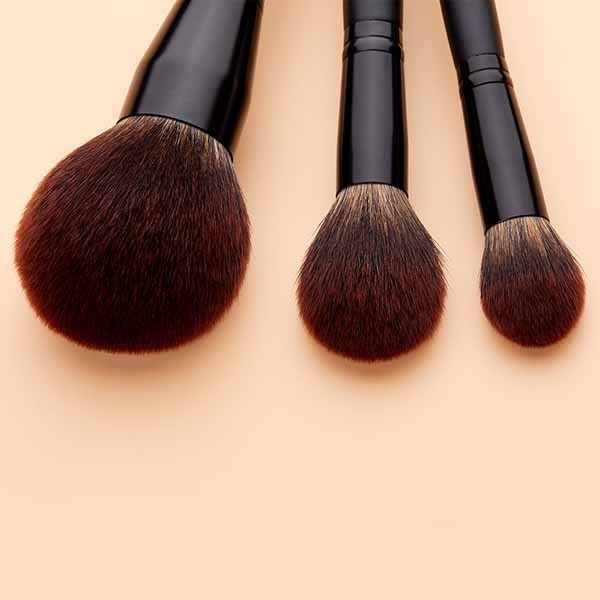 Black Shimmer non irritant Face Makeup Brush Set T274 Birch Wood Handle