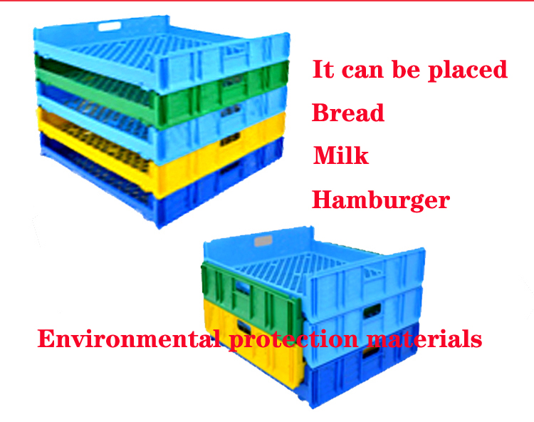 Stackable Plastic Bread Tray Turnover Crate with Silk Printing Logo and Foldable Design