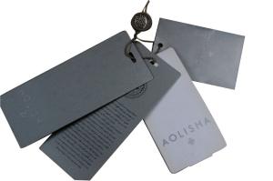 Quality Silvery matt coat paper clothing hang tags for classic lady garment wholesale