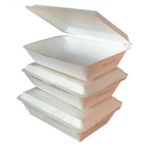 Cheap 600ml Packaging Paper Lunch Box Clamshell Take Out Containers Stackable for sale
