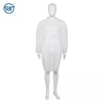 PP Disposable Lab Coat Nonwoven Single Layer Folded Collar Snap on Front Button