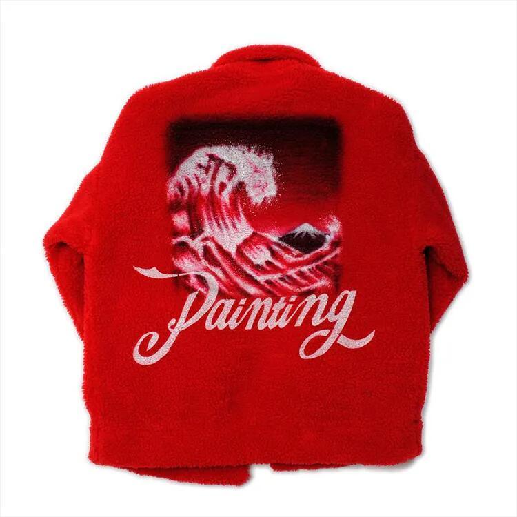 Print Heavy Fleece Oversized Custom Zip up Sherpa Jacket