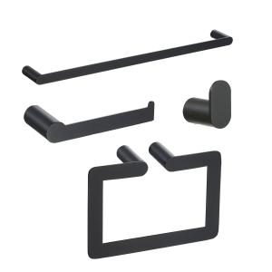 Quality Black 304 Stainless Steel Bathroom Hardware Towel Holder 4 Piece wholesale