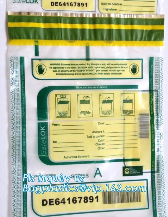 Opaque Tamper Evident Sealing Plastic Bank Money Steb Security Bag / Custom Self Adhesive Plastic Courier Bag, bagease