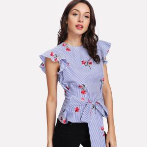 Quality Clothes Ladies Women Summer Embroidered Blouse wholesale