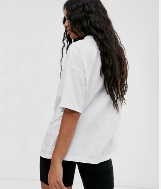 100 Cotton White Casual Tee Shirts Oversize Drop Shoulder T Shirt Women'S Seam Design