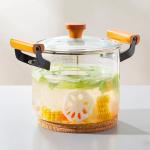 3.3L Clear Glass Kitchen Wares Saucepan Heat Resistant Glass Cookware Stovetop