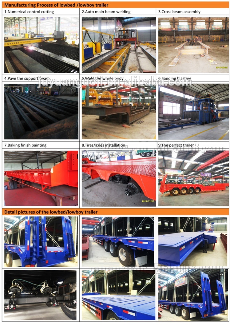 120 Tons Max Payload Drop Deck Lowboy Truck Trailers for Heavy Duty Transportation