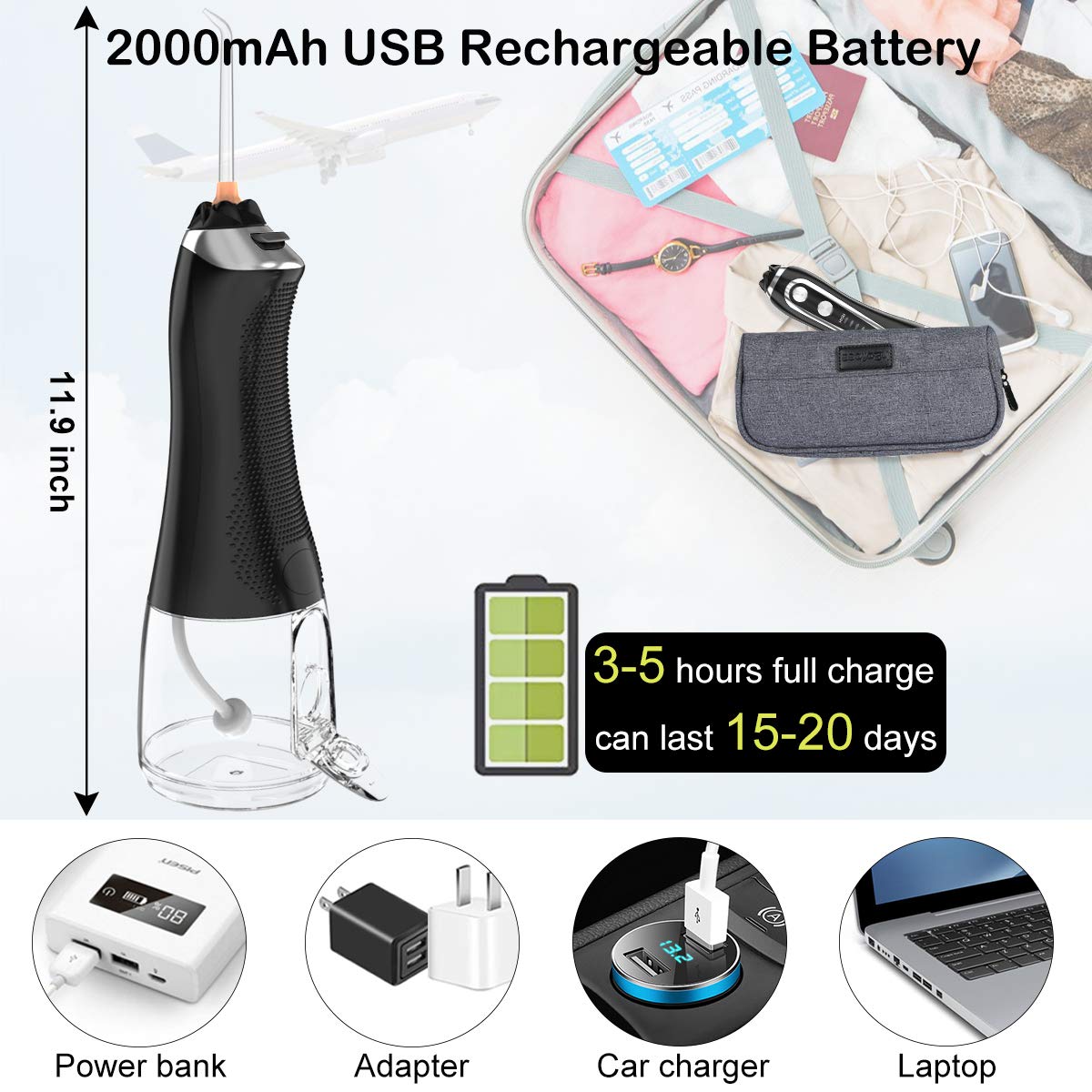 OEM Travel Water Flosser Ipx7 Waterproof 300ml Water Tank 5 Modes Professional