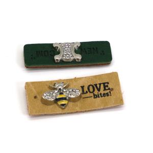 Quality Hot Press Letters Custom Leather Patch With Inlaid Diamond 4cm×1cm wholesale