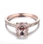 Wholesale Factory 925 Sterling Silver Jewelry Rose Gold Morganite Ring Round Cut