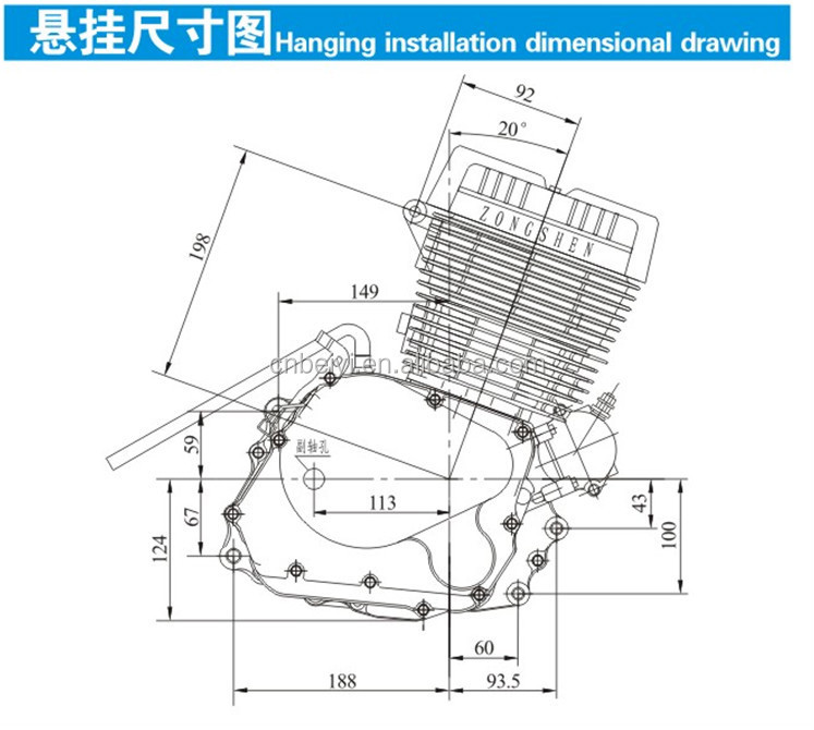 53*53 Bore And Stroke 250cc Gasoline Engine Air-Cooled 326*402*412 Mm