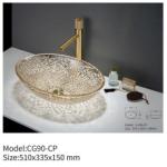 Above Counter Transparent Glass Basin Sink Round For Bathroom
