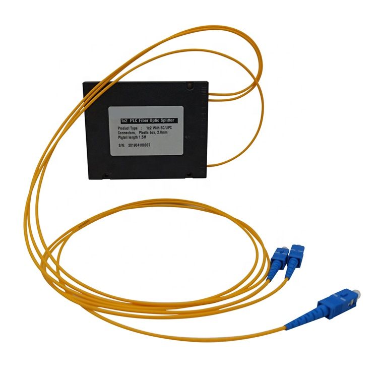 PLC Splitter With Connector 1 meter 1*2 Abs Box Type PLC optic fiber Splitter