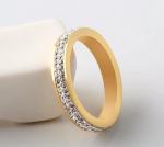 Double Row Diamond Ring Stainless Steel Jewelry Fashion Golden Diamond Ring
