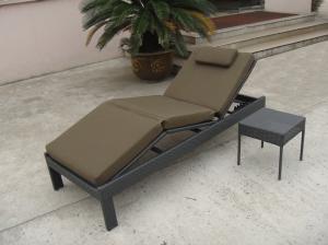 Quality Outdoor Patio Rattan Sun Lounger , Balcony Dark Brown Lounger wholesale