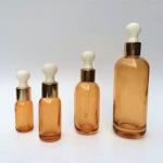 150mm Height 50g Frosted Amber Cosmetic Glass Jars With Lids