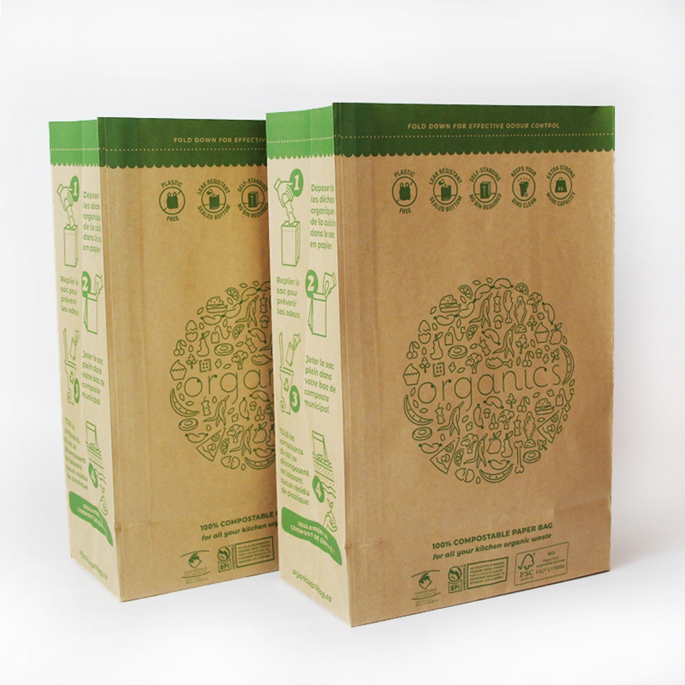 Gravure Printing Brown Kraft Paper Bag for Kitchen Garbage Packaging in Industrial