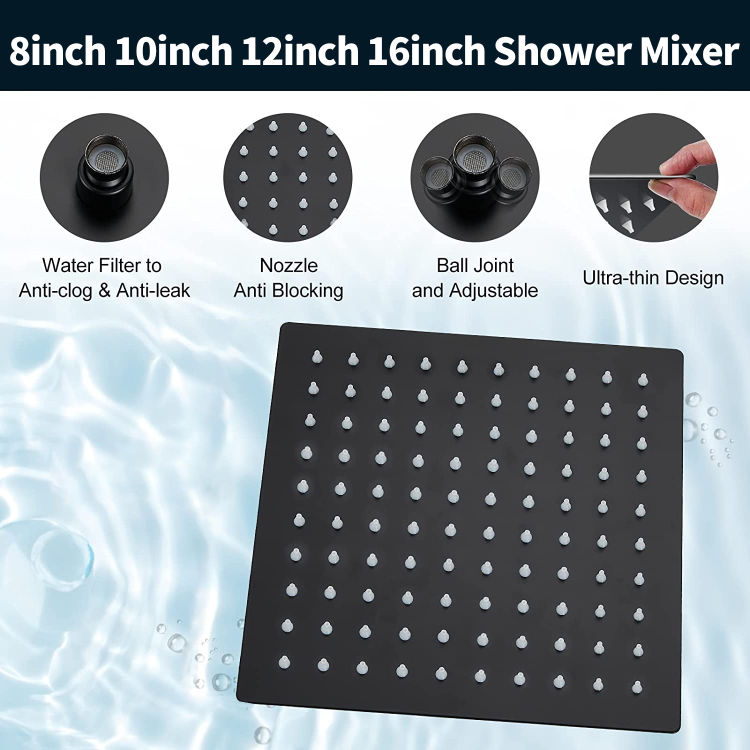 Bathroom shower mixer 360 degrees rotating thermostatic waterfall rainfall ceiling water saving shower mixer head