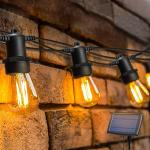 Solar Powered 49ft 15pcs Hanging S14 Garden Festoon Lights