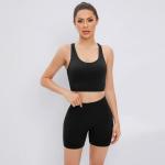 Yoga suit women's cross-bra short-style seamless sports suit stretch yoga suit