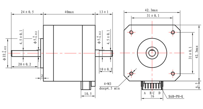 ROHS Nema 17 Stepper Motor 0.4a 0.32n With Ce For Assembly Line