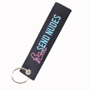 Send Nudes Trinkets Double Sided Embroidered Key Chain Metal Ring Key Chain Motorcycle Key Chain Accessories