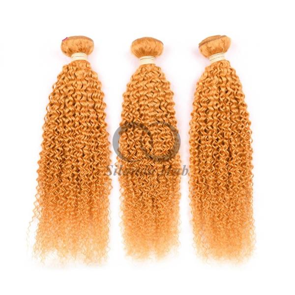 Orange Kinky Curly Remy Human Hair Bundles Sew In Weave Bundles Brazilian Bundle