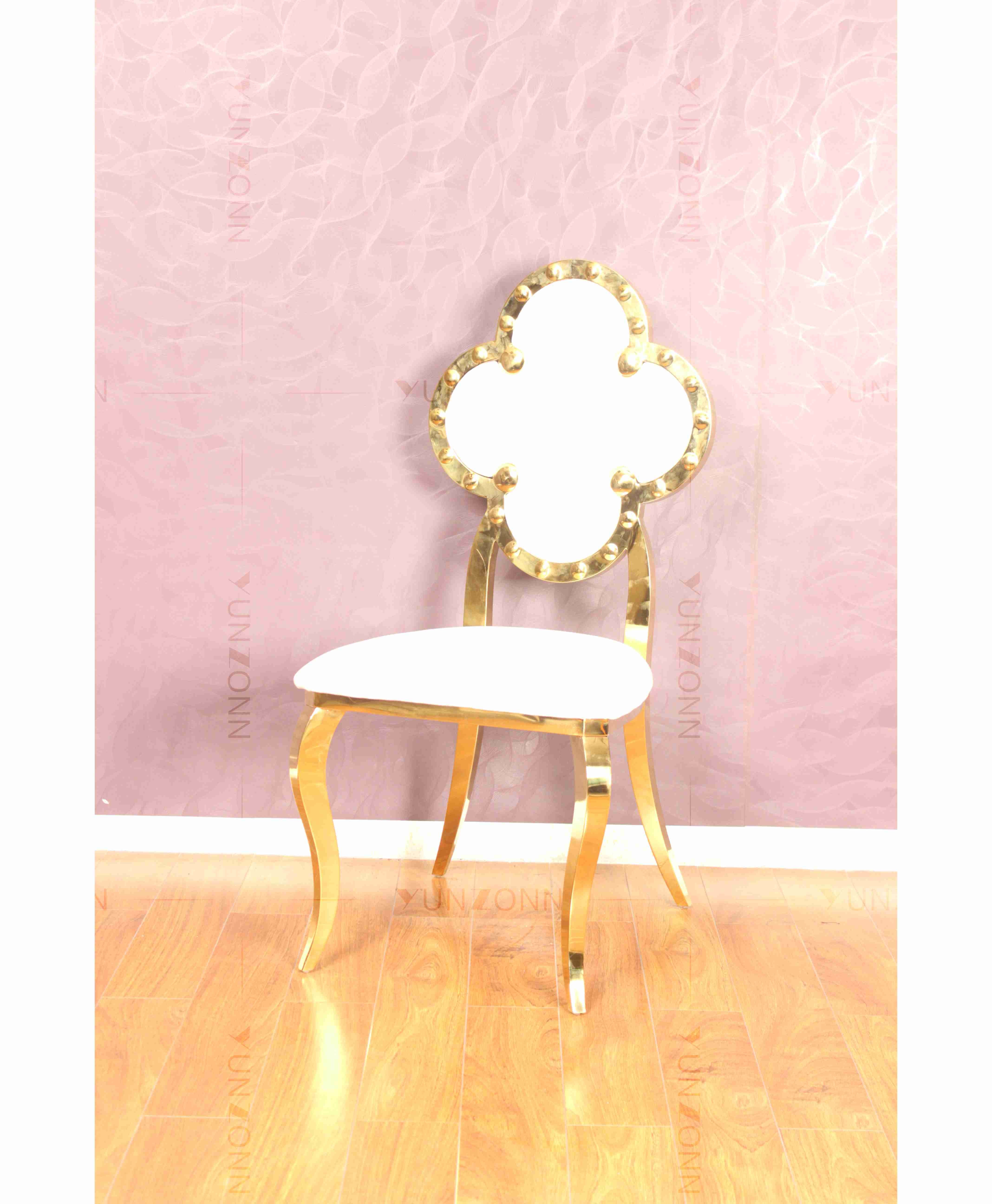 Popular Middle East Stainless Steel Wedding Events Leather Back Dining Chair