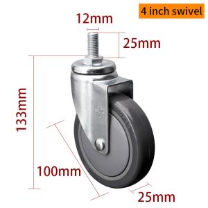 Quality 4 Inch Metal Caster Wheels Light Duty 100mm Swivel Castors 3714S-77 wholesale
