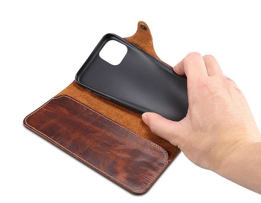 Geniune leather flip phone case for 2019 iphone11 11Rro, 11MAX, plug-in card design