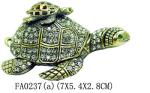 Lovely turtle metal alloy pewter jeweled enameled trinket box