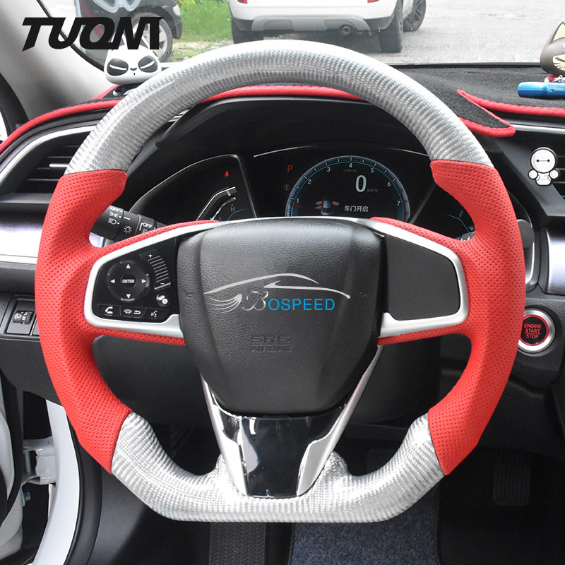 OEM Silver Sports Crz Honda Carbon Fiber Steering Wheel Perforated Leather 350mm