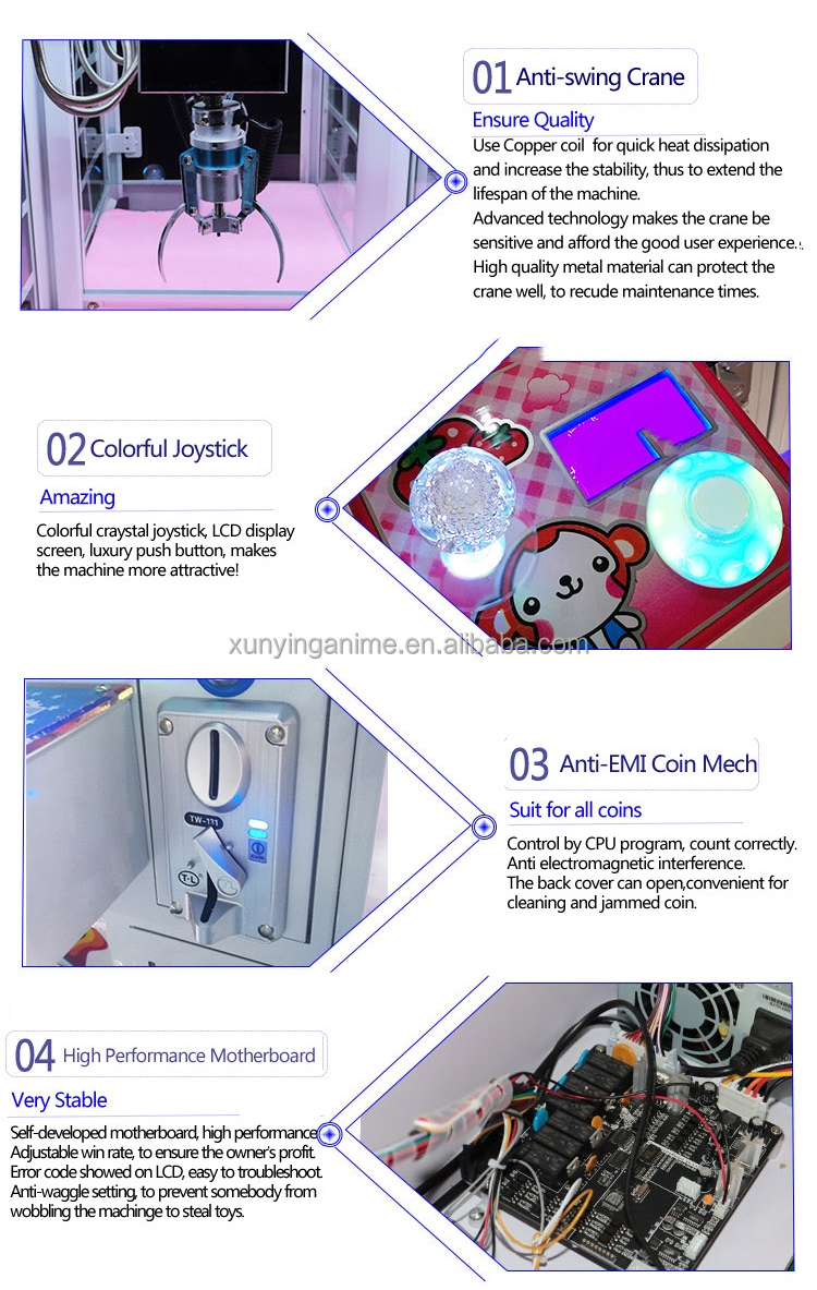 Mini 116 USD Claw Machine with Metal Acrylic Plastic Construction Table Top Design