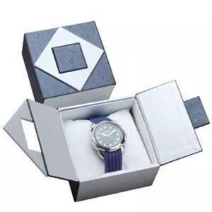 Quality custom middle opened door book shape watch box luxury rigid hinged packaging watch gift box wholesale