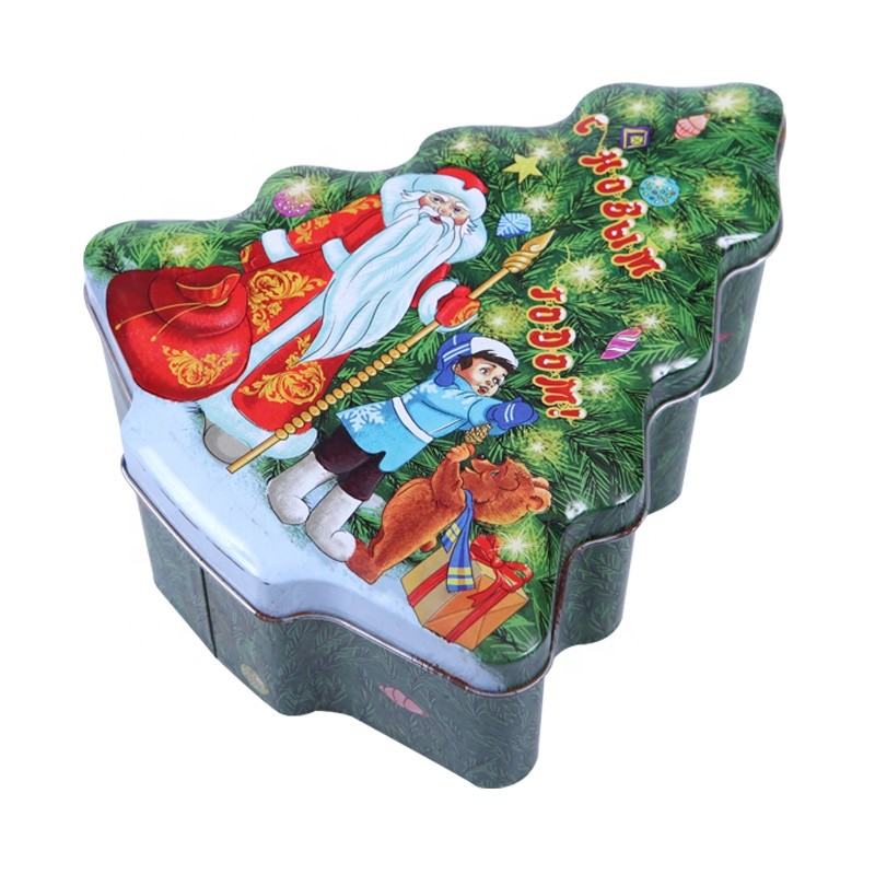 Christmas Tree Shaped Tins Present Decorative Holiday Tins Custom Design Gift Tin Boxes
