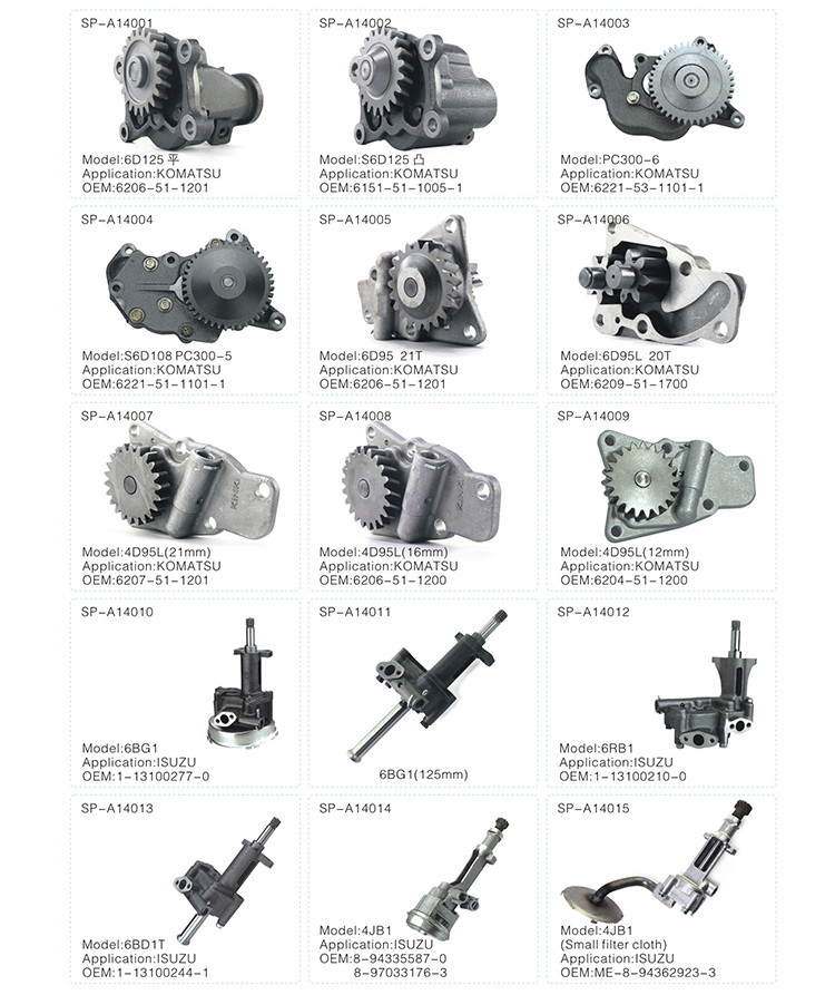 6D14 H07D 4JB1 Excavator Engine Parts Diesel Engine Oil Pump