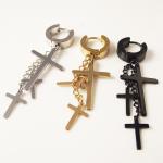 Punk Stainless Steel Stud Earring Men Cross Earring Fashion Tassels Crosses Body