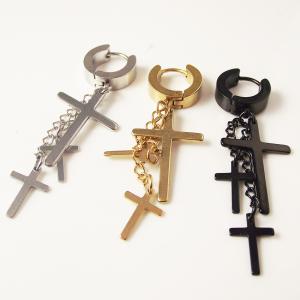 Quality Punk Stainless Steel Stud Earring Men Cross Earring Fashion Tassels Crosses Body Piercing Jewelry Black wholesale